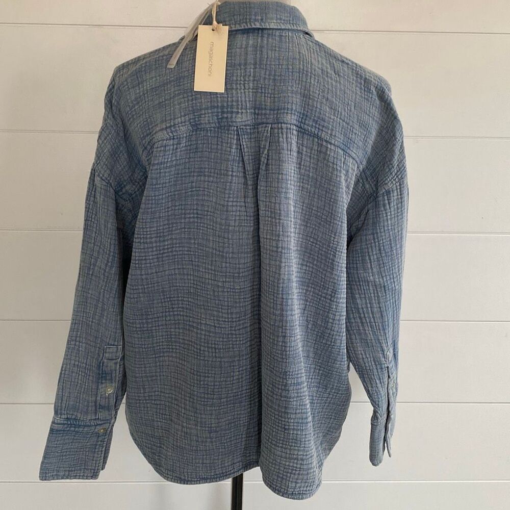 MAGASCHONI 100% Organic Cotton Gauze Long Sleeve Button Down Shirt Sz XS/001 - Picture 5 of 11